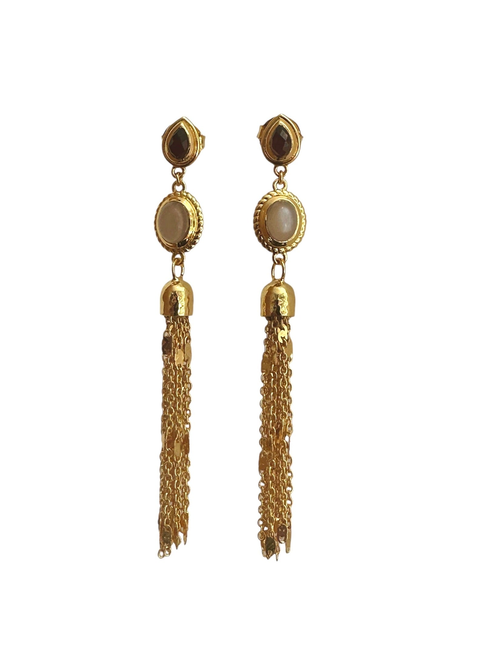 Sunrise Stone Earrings (Quartz and Rainbow stone)