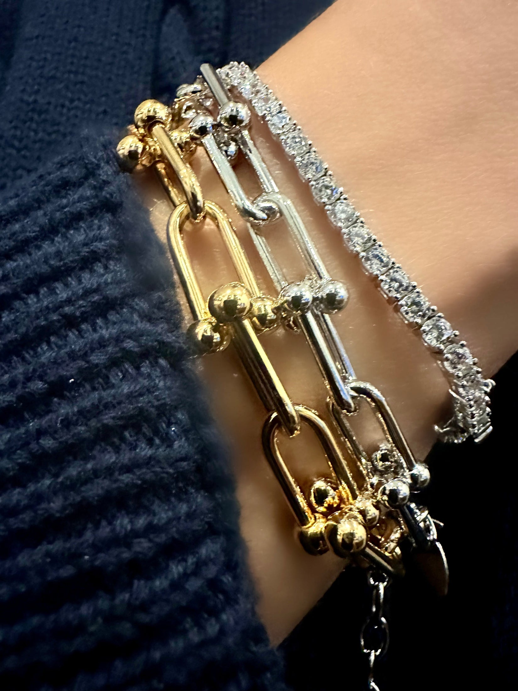 Classic Riviere Bracelet (3mm) (925 Silver)