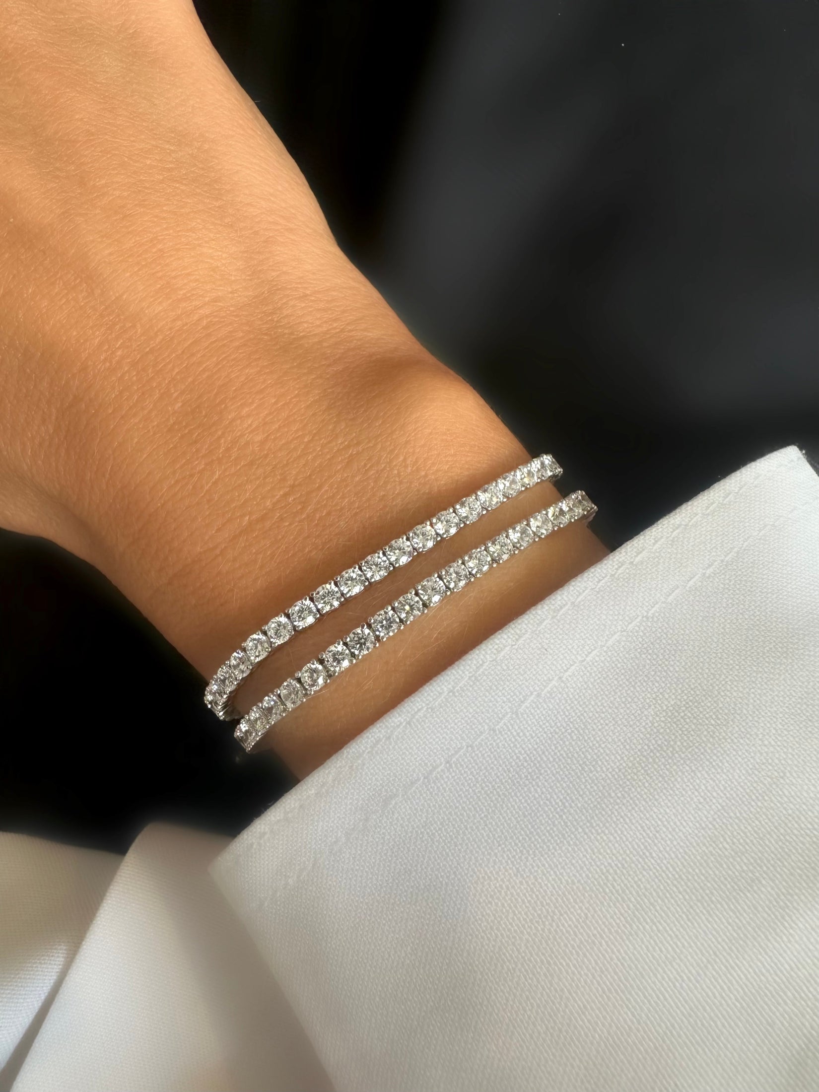Classic Riviere Bracelet (3mm) (925 Silver)