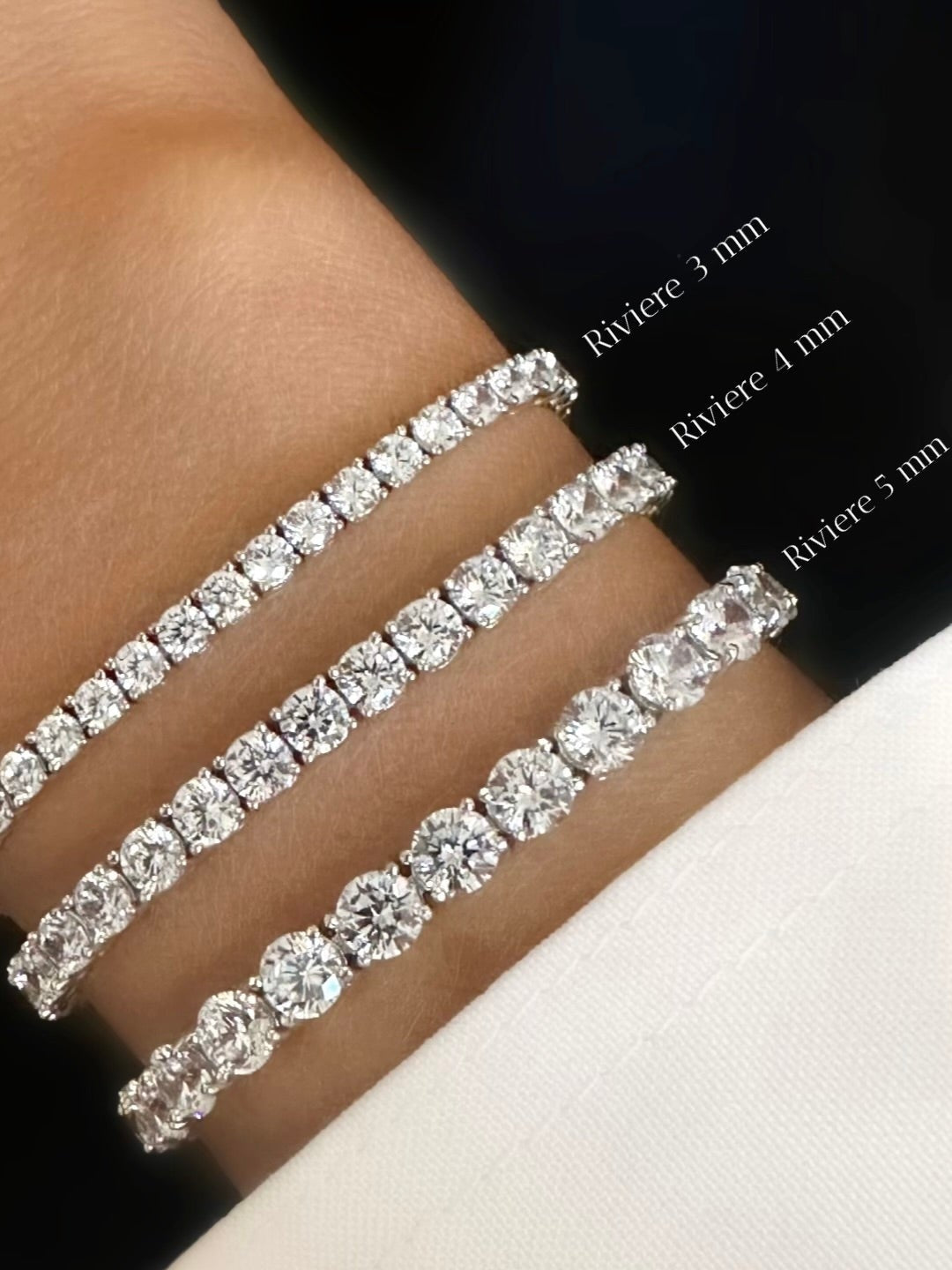 Classic Riviere Bracelet (4mm) (925 Silver)