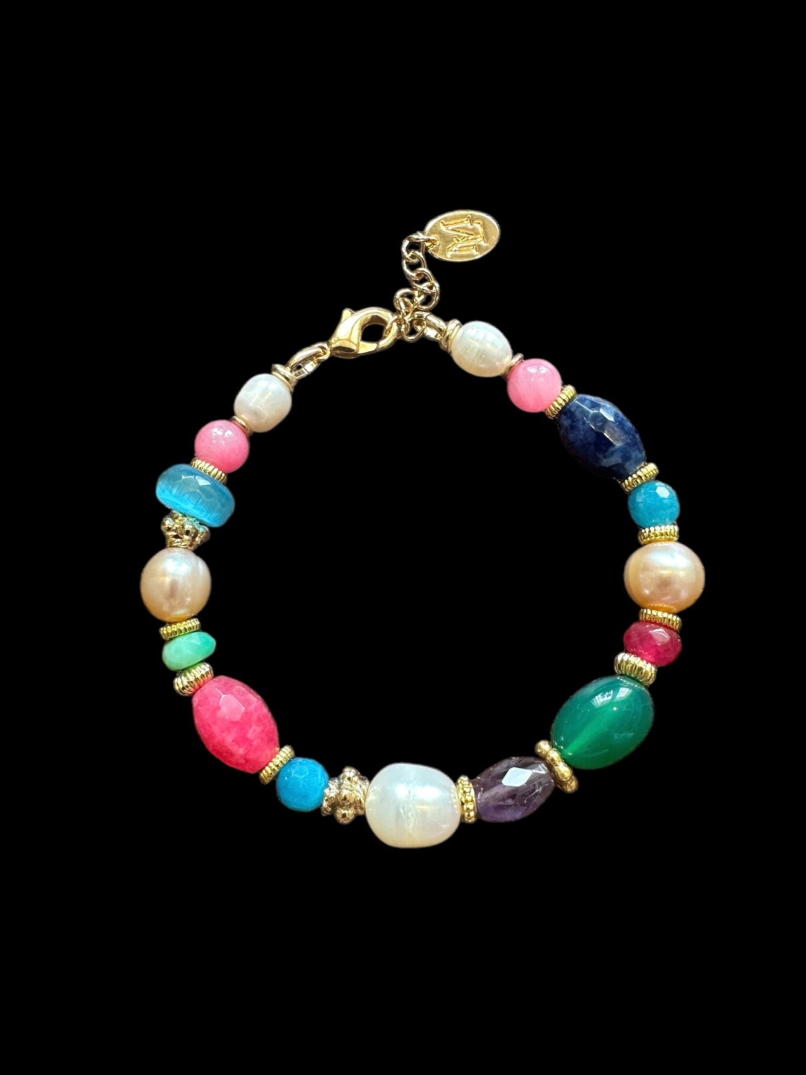 Messy Pearl Blues Bracelet (Natural Stones)