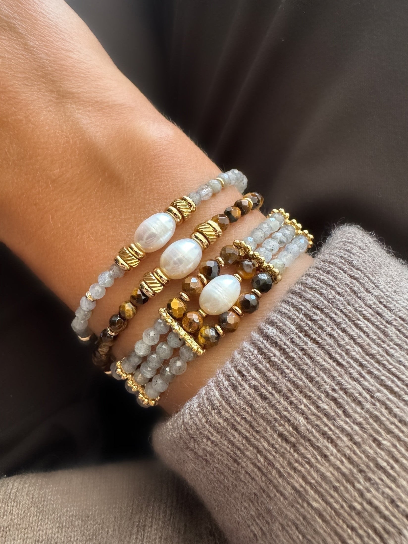 Stones Full Karma Bracelet (Labradorite & Tiger’s Eye)