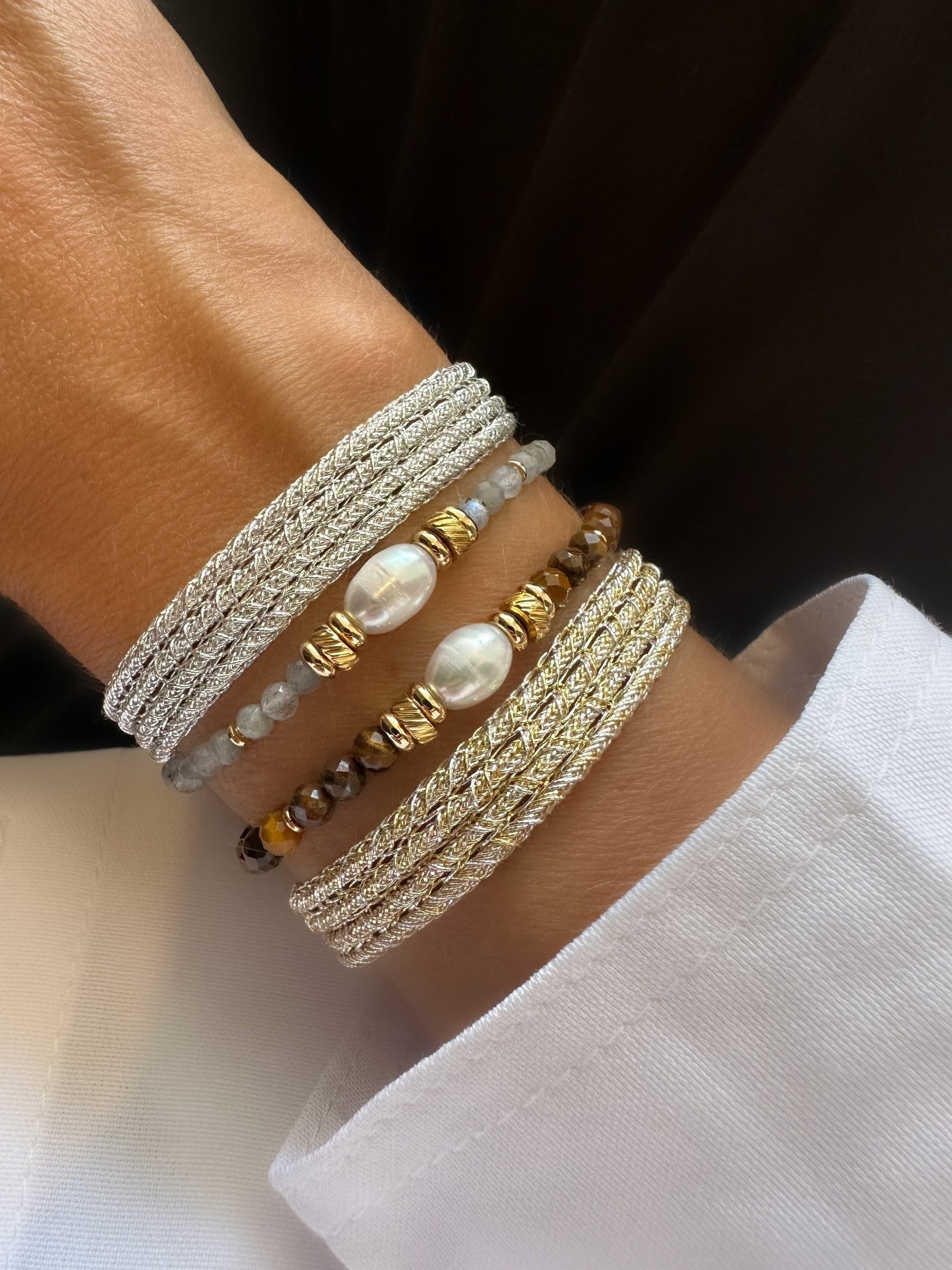 Stones Karma Bracelet (Tiger’s Eye & Natural Pearls)