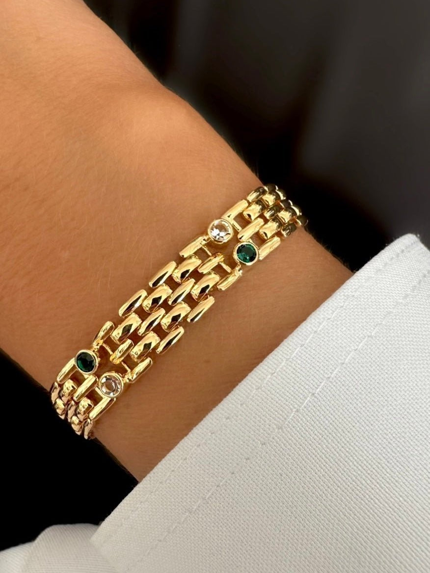 Brazalete Leoni Cristal Dots (Verde) - LE MARSHAND™
