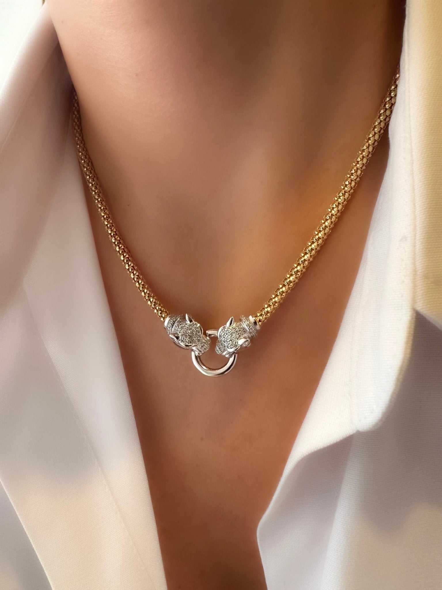 Collar Panteras (Plata de Ley 925 bañada en Oro 18k) - LE MARSHAND™