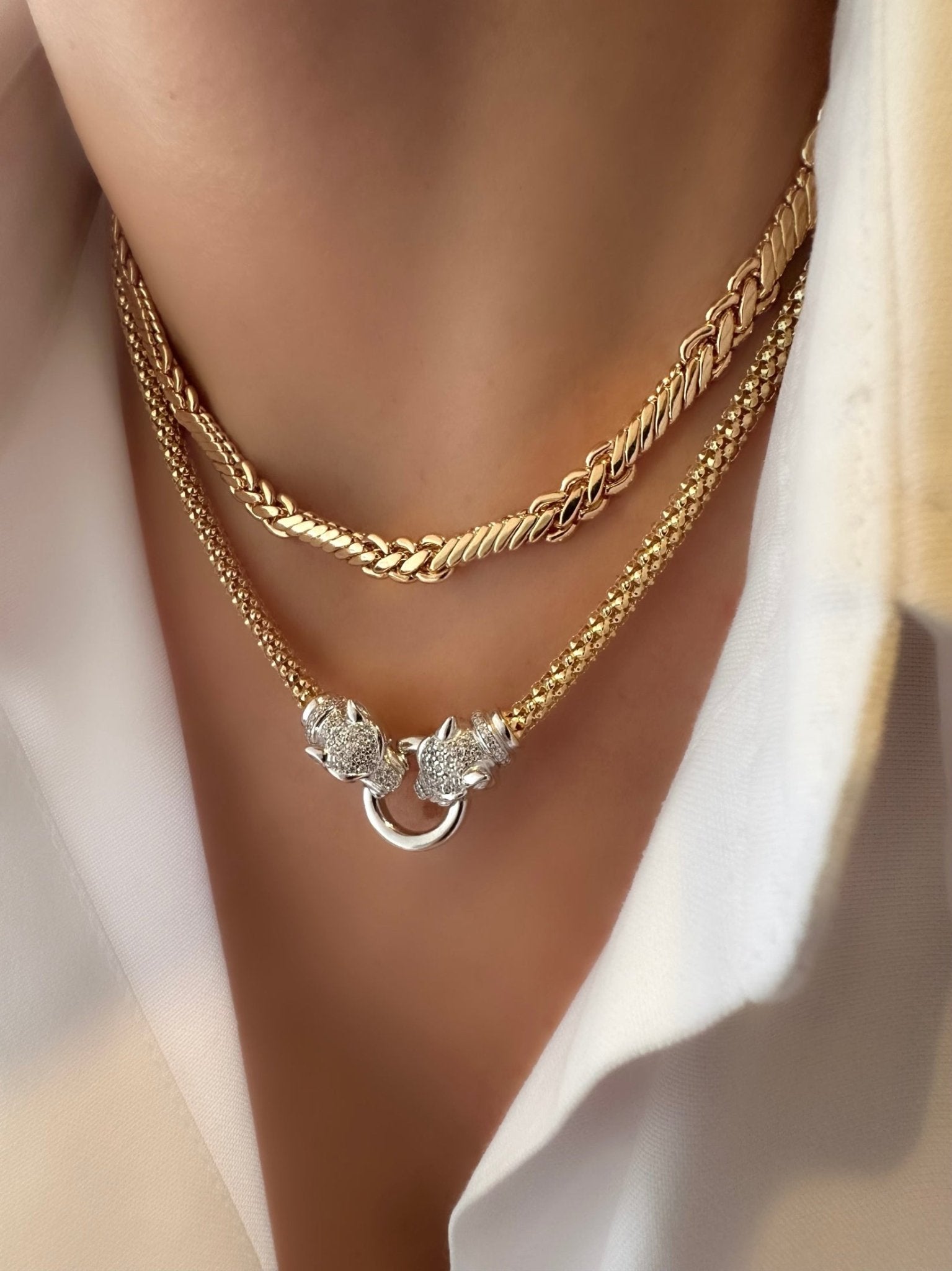 Collar Panteras (Plata de Ley 925 bañada en Oro 18k) - LE MARSHAND™