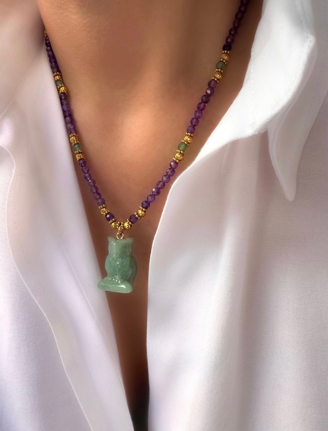 Collar Stones Buho (Amatista y Aventurina) - LE MARSHAND™
