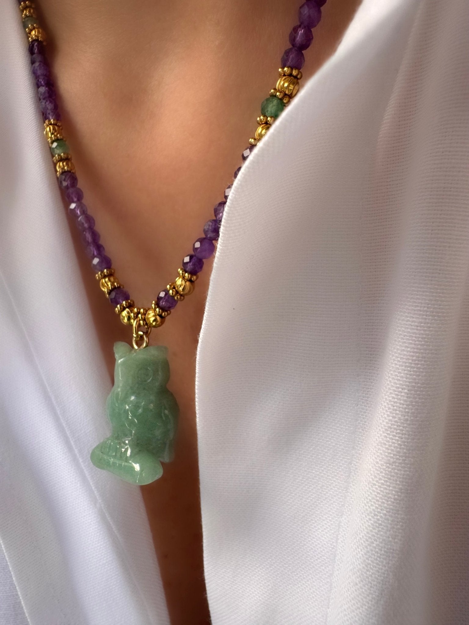 Collar Stones Buho (Amatista y Aventurina) - LE MARSHAND™