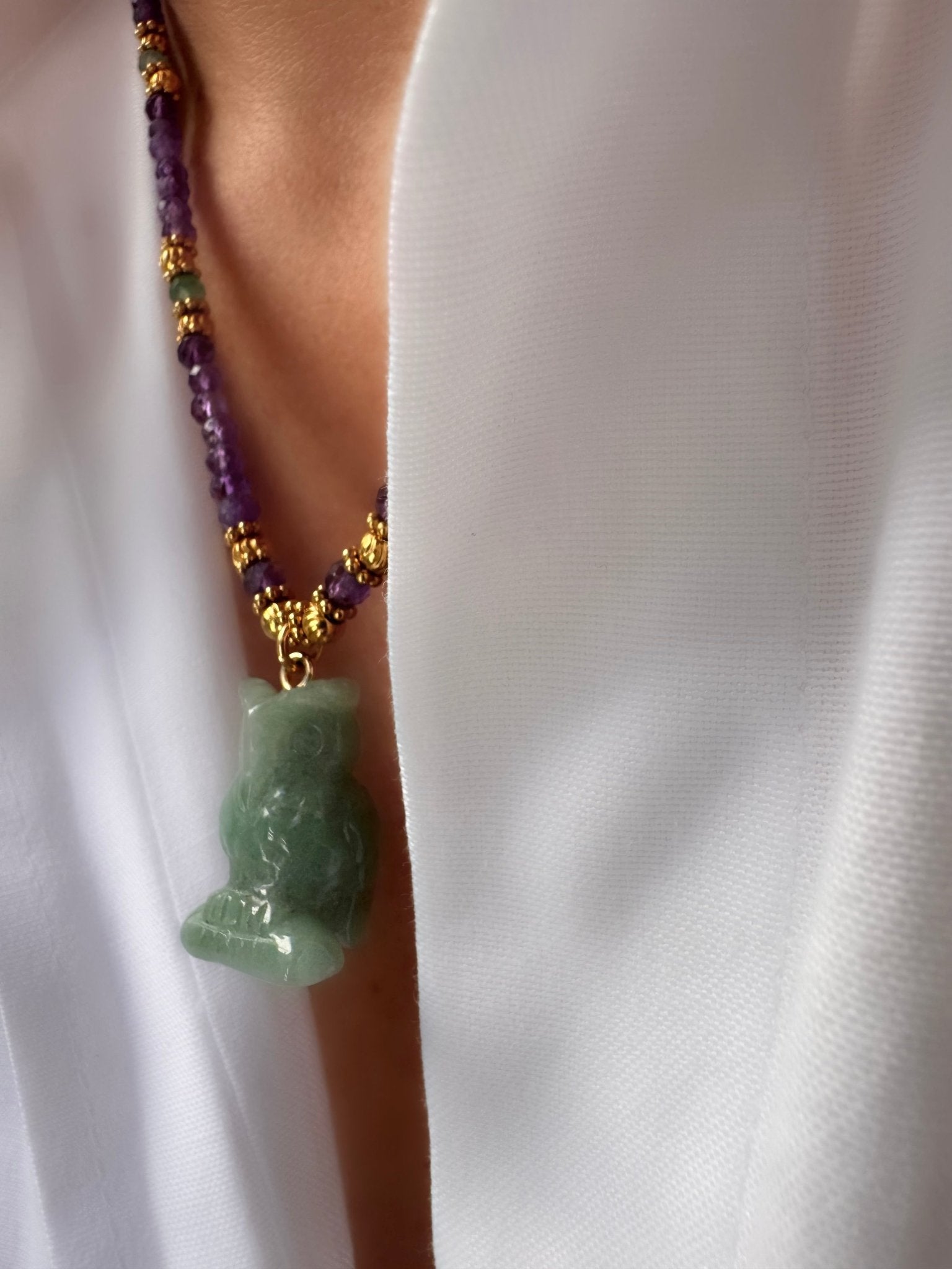 Collar Stones Buho (Amatista y Aventurina) - LE MARSHAND™