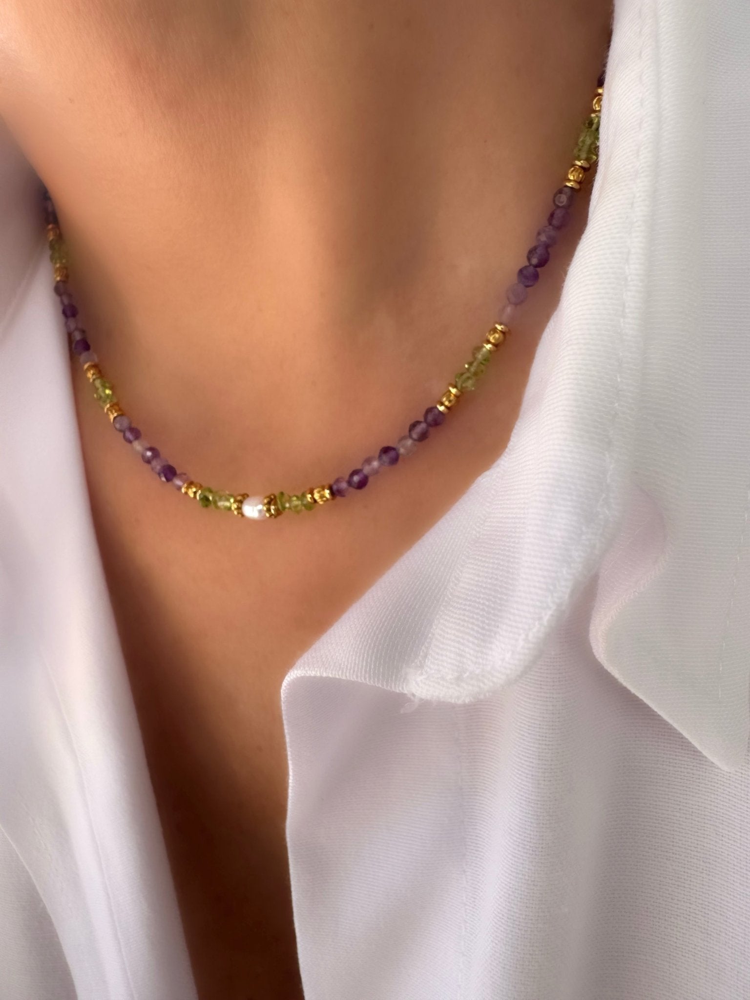 Collar Stones Petite Lavanda (Fluorita y Peridoto) - LE MARSHAND™