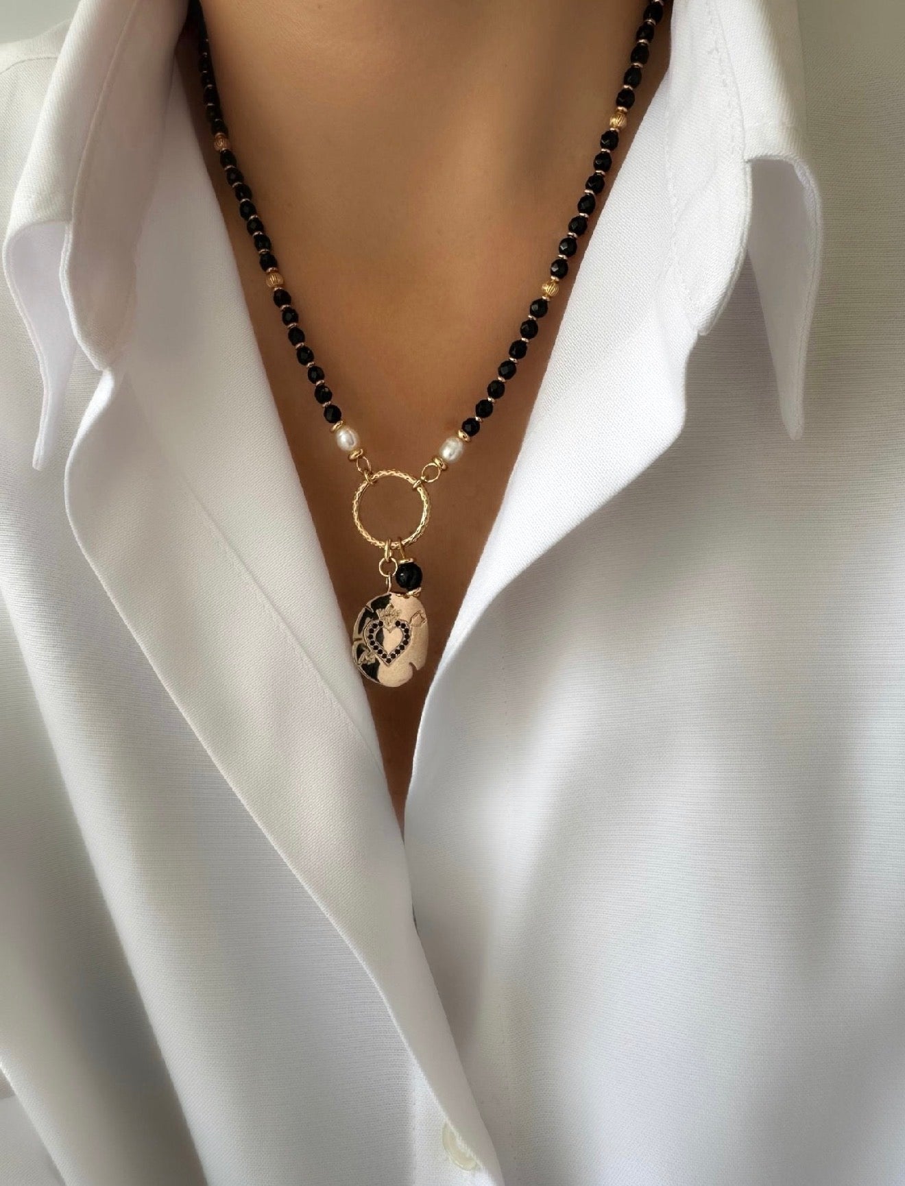 Collar Stones Round King Heart (Onix) - LE MARSHAND™