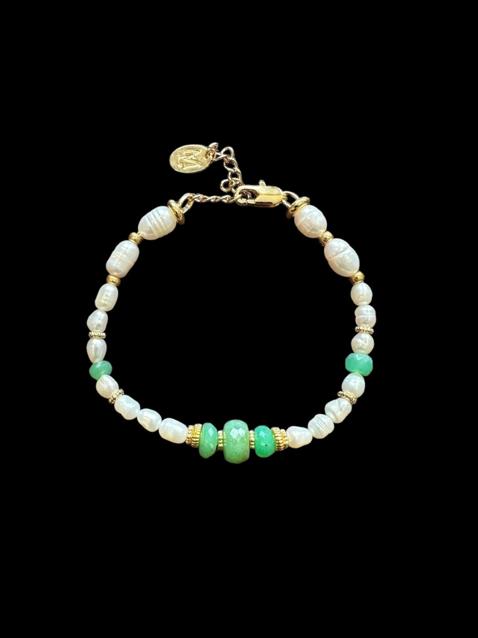 Pulsera Stones Crisol (Aventurina y perlas) - LE MARSHAND™