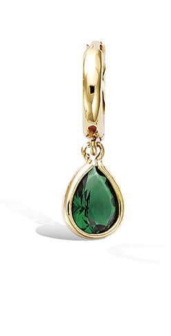 Le Marshand® - Joyería en plata 925, chapado en Oro 24K - Arito Gota grande verde - Diseños propios - Brazaletes, pulseras, collares y pendientes - Joyería online - Mallorca