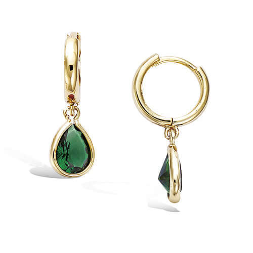 Le Marshand® - Joyería en plata 925, chapado en Oro 24K - Arito Gota grande verde - Diseños propios - Brazaletes, pulseras, collares y pendientes - Joyería online - Mallorca