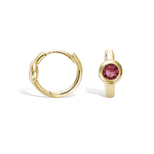 Le Marshand® - Joyería en plata 925, chapado en Oro 24K - Arito Piedra circular rosa - Diseños propios - Brazaletes, pulseras, collares y pendientes - Joyería online - Mallorca