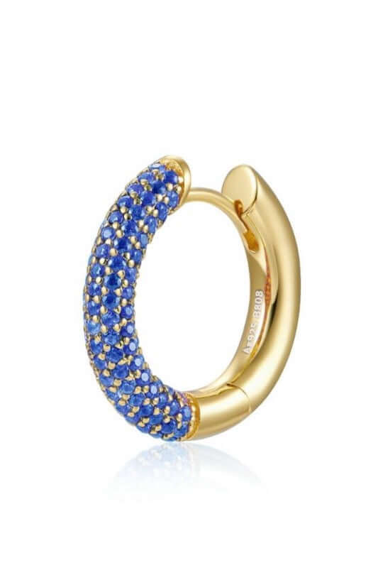 Le Marshand® - Joyería en plata 925, chapado en Oro 24K - Arito Lux Round Azul - Diseños propios - Brazaletes, pulseras, collares y pendientes - Joyería online - Mallorca