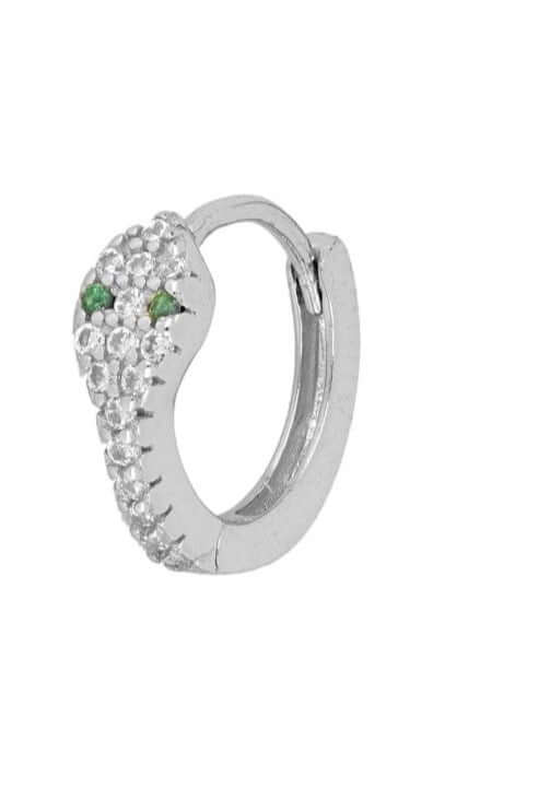 Le Marshand® - Joyería en plata 925, chapado en Oro 24K - Arito Serpiente ojos verde (Plata) - Diseños propios - Brazaletes, pulseras, collares y pendientes - Joyería online - Mallorca