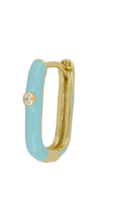 Le Marshand® - Joyería en plata 925, chapado en Oro 24K - Arito Mini Q Turquesa - Diseños propios - Brazaletes, pulseras, collares y pendientes - Joyería online - Mallorca