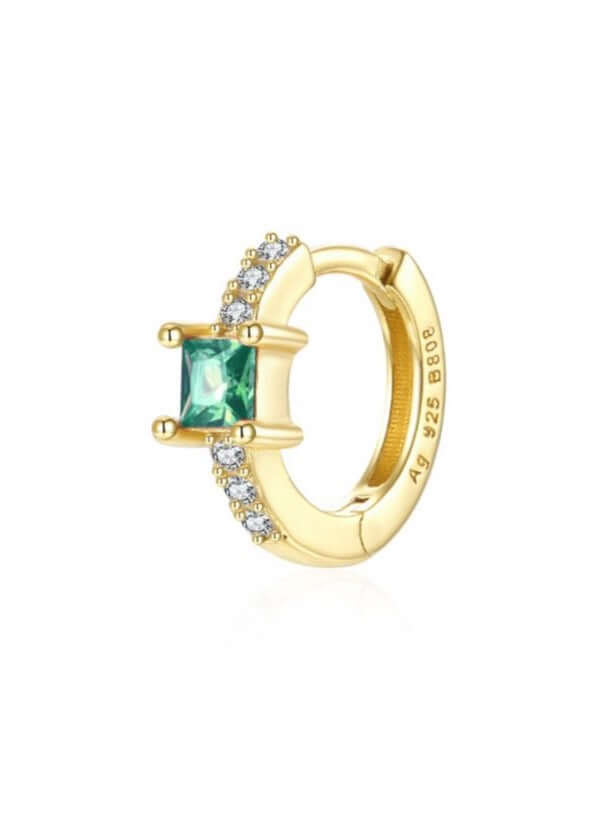Le Marshand® - Joyería en plata 925, chapado en Oro 24K - Arito Solitario Verde - Diseños propios - Brazaletes, pulseras, collares y pendientes - Joyería online - Mallorca