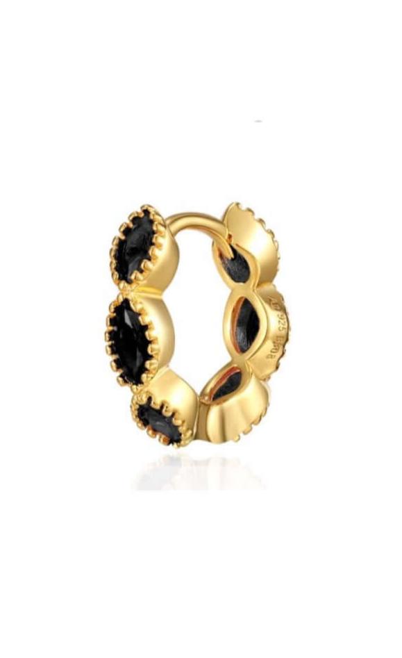 Le Marshand® - Joyería en plata 925, chapado en Oro 24K - Arito Drops Negro - Diseños propios - Brazaletes, pulseras, collares y pendientes - Joyería online - Mallorca