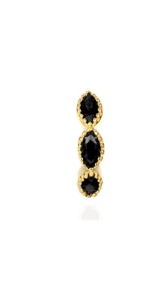Le Marshand® - Joyería en plata 925, chapado en Oro 24K - Arito Drops Negro - Diseños propios - Brazaletes, pulseras, collares y pendientes - Joyería online - Mallorca