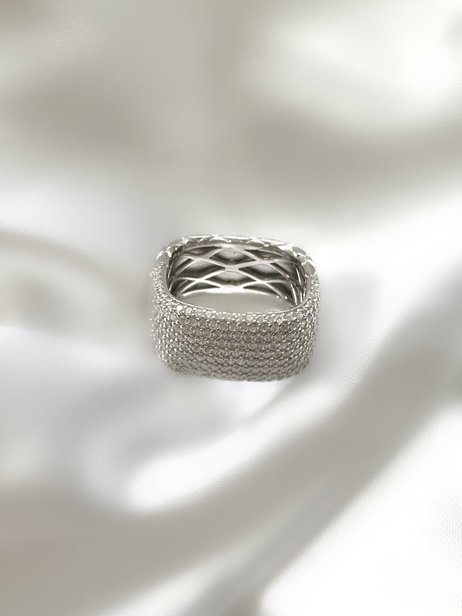 Le Marshand® - Joyería en plata 925, chapado en Oro 24K - Anillo Full Pavé (Plata) - Diseños propios - Brazaletes, pulseras, collares y pendientes - Joyería online - Mallorca