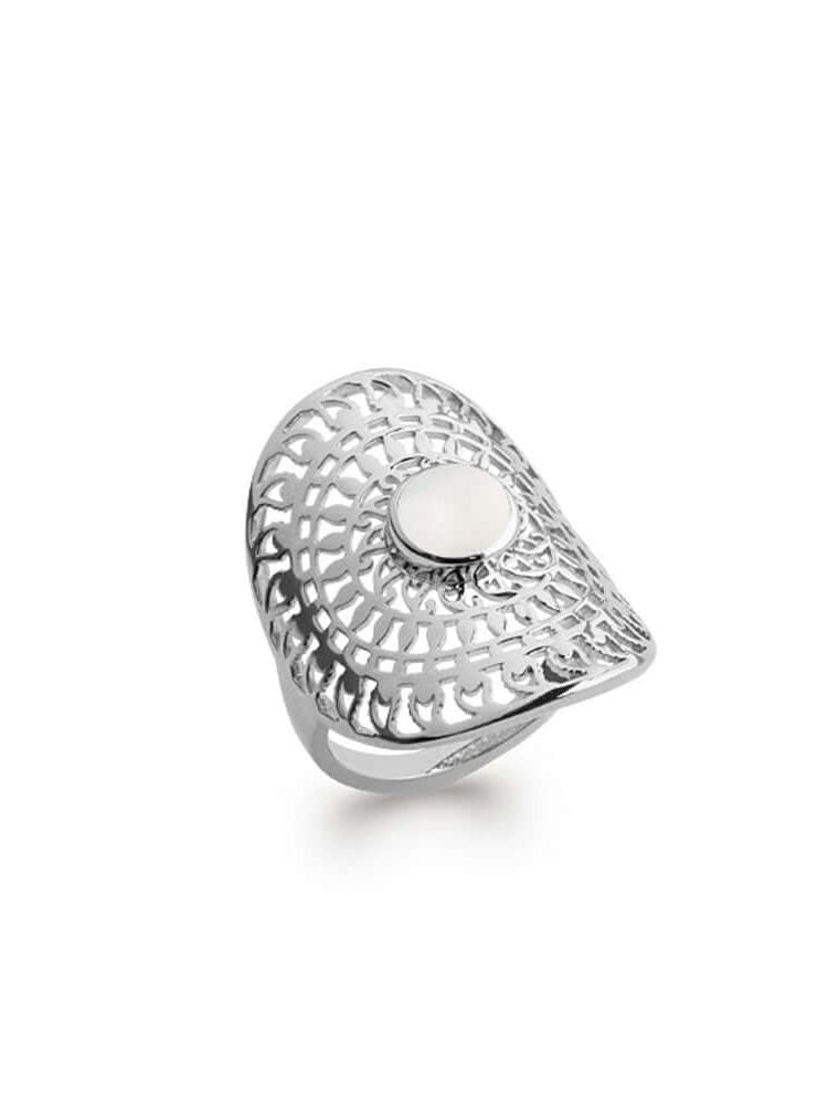 Le Marshand® - Joyería en plata 925, chapado en Oro 24K - Anillo Piedra Luna Ovalado (Plata) (RBJ) - Diseños propios - Brazaletes, pulseras, collares y pendientes - Joyería online - Mallorca