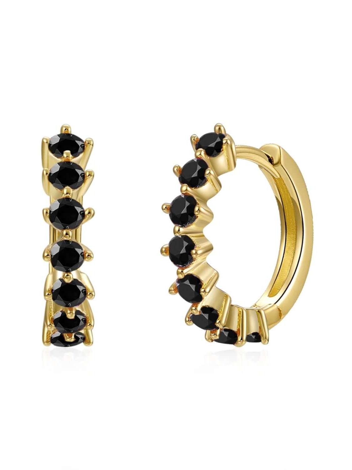 Le Marshand® - Joyería en plata 925, chapado en Oro 24K - Arito Circulitos Negro - Diseños propios - Brazaletes, pulseras, collares y pendientes - Joyería online - Mallorca