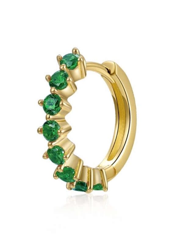 Le Marshand® - Joyería en plata 925, chapado en Oro 24K - Arito Circulitos verde - Diseños propios - Brazaletes, pulseras, collares y pendientes - Joyería online - Mallorca
