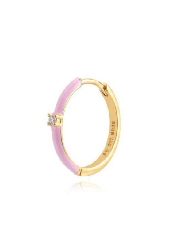 Le Marshand® - Joyería en plata 925, chapado en Oro 24K - Arito Esmalte Rosa - Diseños propios - Brazaletes, pulseras, collares y pendientes - Joyería online - Mallorca