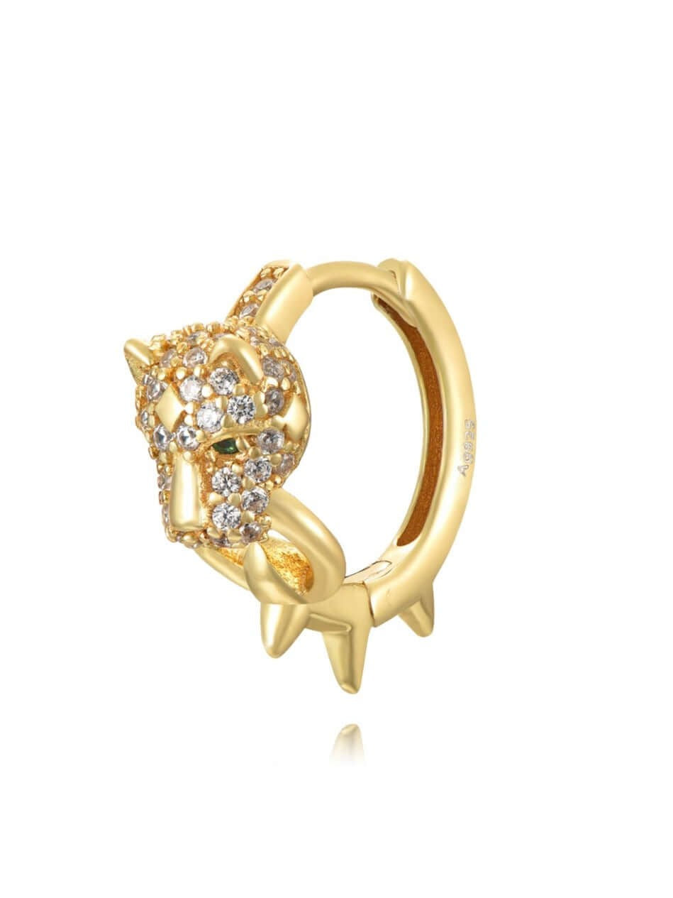 Le Marshand® - Joyería en plata 925, chapado en Oro 24K - Arito Jaguar pavé - Diseños propios - Brazaletes, pulseras, collares y pendientes - Joyería online - Mallorca