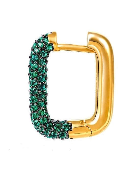 Le Marshand® - Joyería en plata 925, chapado en Oro 24K - Arito Lux Q Verde - Diseños propios - Brazaletes, pulseras, collares y pendientes - Joyería online - Mallorca