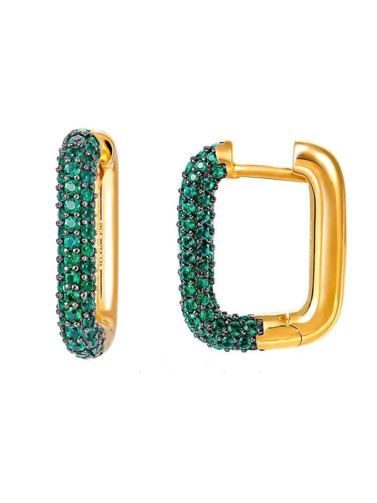 Le Marshand® - Joyería en plata 925, chapado en Oro 24K - Arito Lux Q Verde - Diseños propios - Brazaletes, pulseras, collares y pendientes - Joyería online - Mallorca