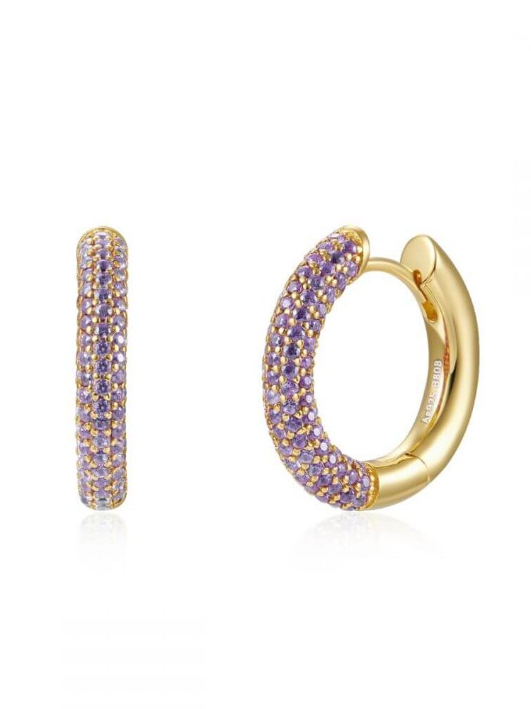 Le Marshand® - Joyería en plata 925, chapado en Oro 24K - Arito Lux Round Lila - Diseños propios - Brazaletes, pulseras, collares y pendientes - Joyería online - Mallorca