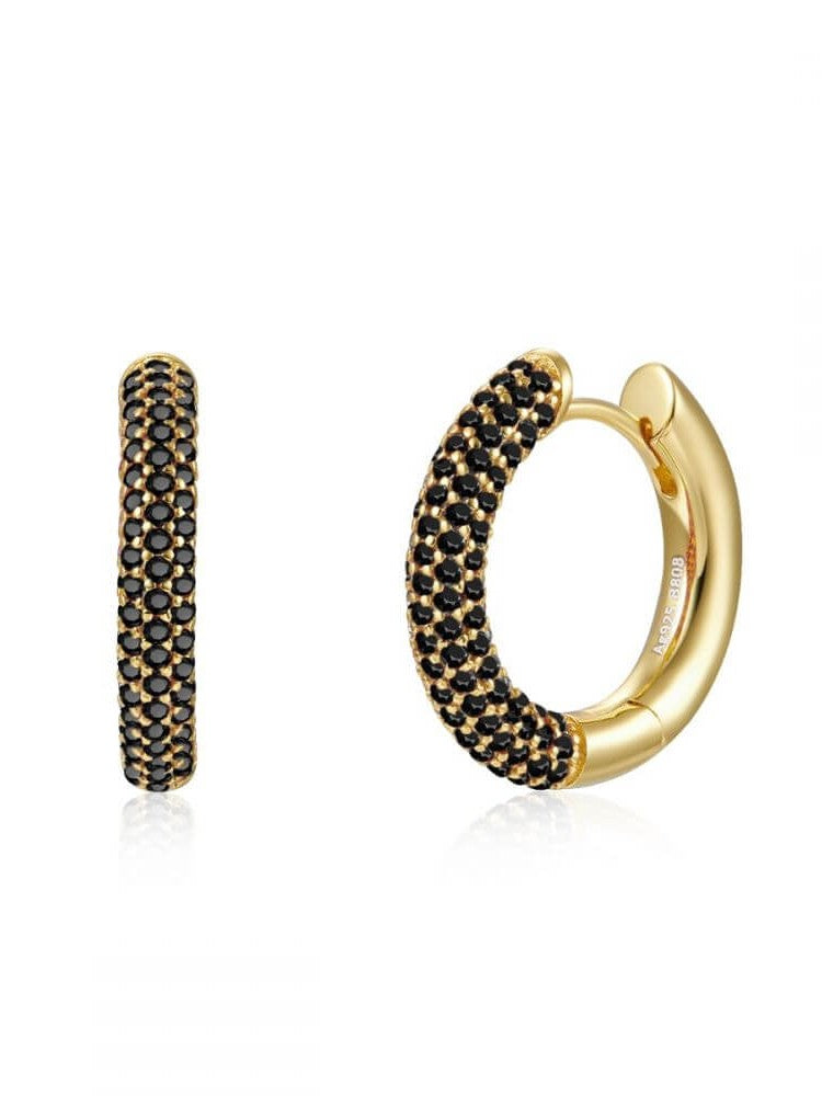 Le Marshand® - Joyería en plata 925, chapado en Oro 24K - Arito Lux Round Negro - Diseños propios - Brazaletes, pulseras, collares y pendientes - Joyería online - Mallorca