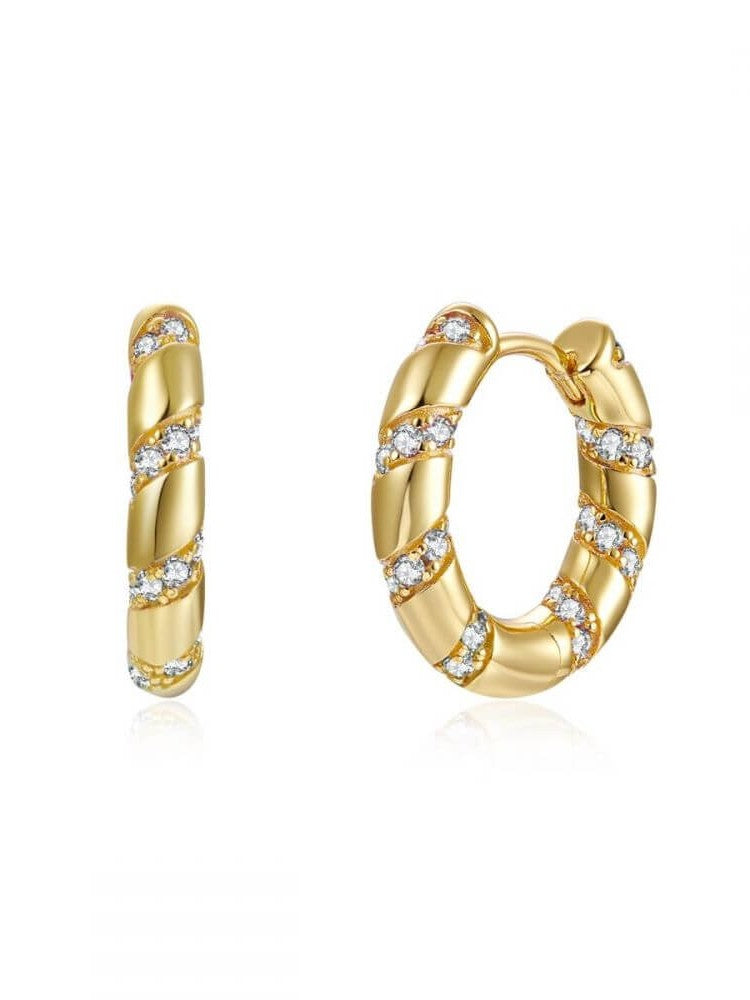 Le Marshand® - Joyería en plata 925, chapado en Oro 24K - Arito Trenza circonitas - Diseños propios - Brazaletes, pulseras, collares y pendientes - Joyería online - Mallorca