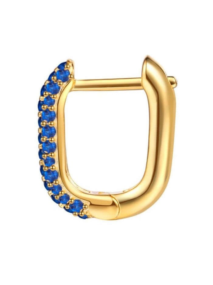 Le Marshand® - Joyería en plata 925, chapado en Oro 24K - Arito Mini Circ Q Azul - Diseños propios - Brazaletes, pulseras, collares y pendientes - Joyería online - Mallorca