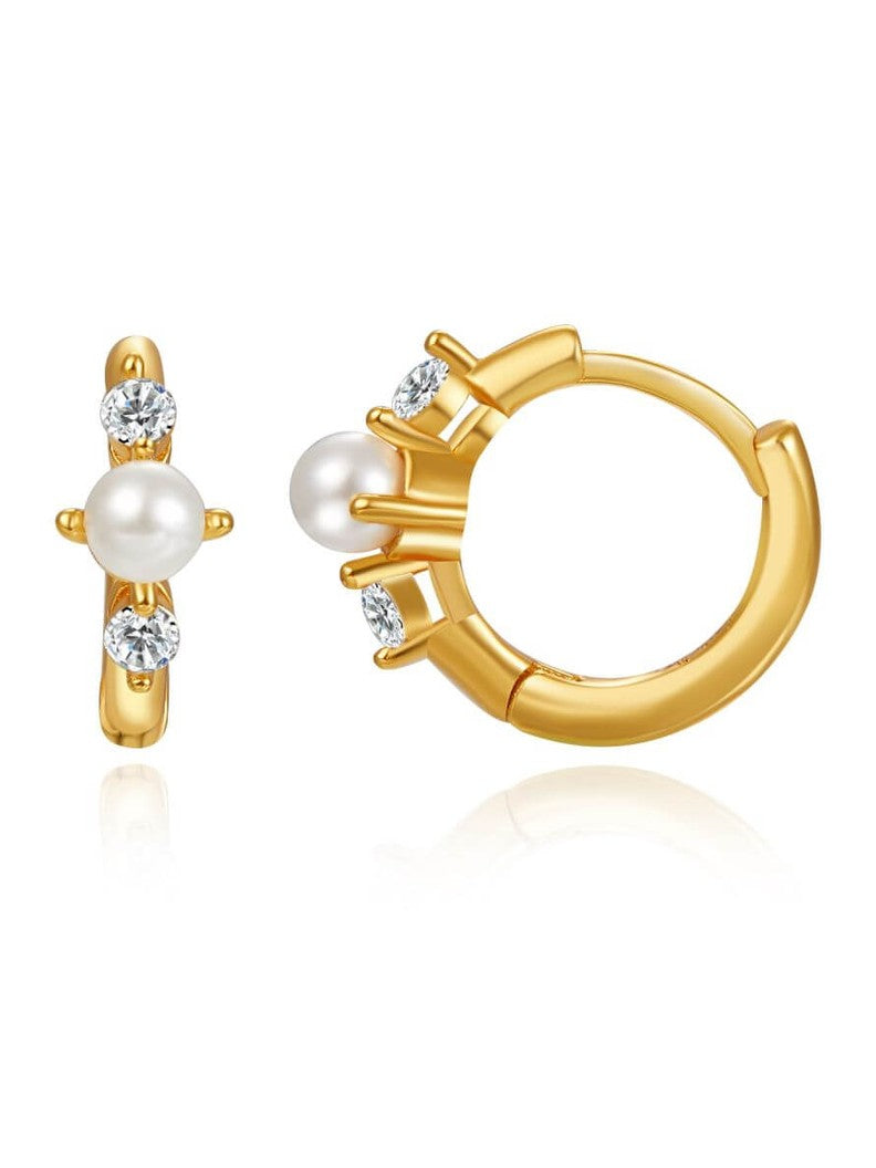 Le Marshand® - Joyería en plata 925, chapado en Oro 24K - Arito Perla al aire y Circonitas - Diseños propios - Brazaletes, pulseras, collares y pendientes - Joyería online - Mallorca