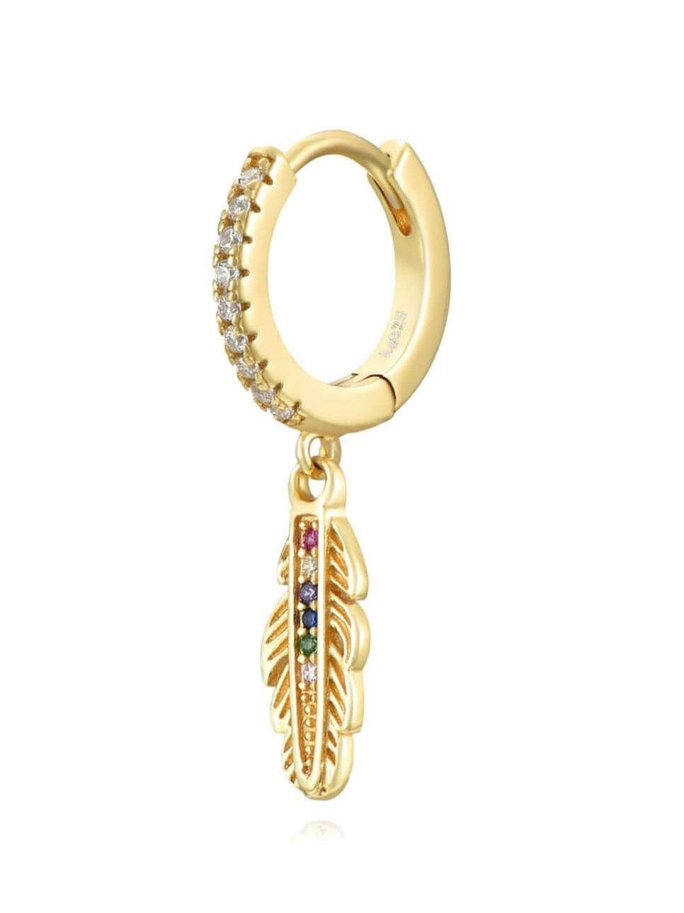 Le Marshand® - Joyería en plata 925, chapado en Oro 24K - Arito Pluma Colorines - Diseños propios - Brazaletes, pulseras, collares y pendientes - Joyería online - Mallorca