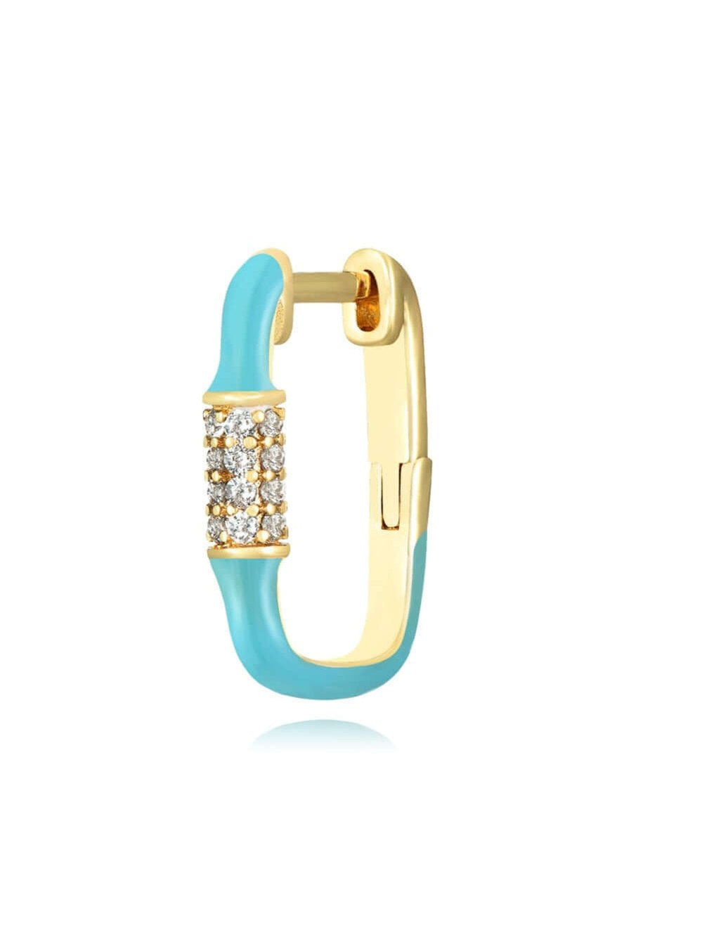 Le Marshand® - Joyería en plata 925, chapado en Oro 24K - Arito Q Tuerca Azul Turquesa - Diseños propios - Brazaletes, pulseras, collares y pendientes - Joyería online - Mallorca