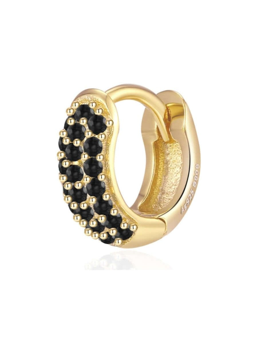 Le Marshand® - Joyería en plata 925, chapado en Oro 24K - Arito Round Mini Negro - Diseños propios - Brazaletes, pulseras, collares y pendientes - Joyería online - Mallorca