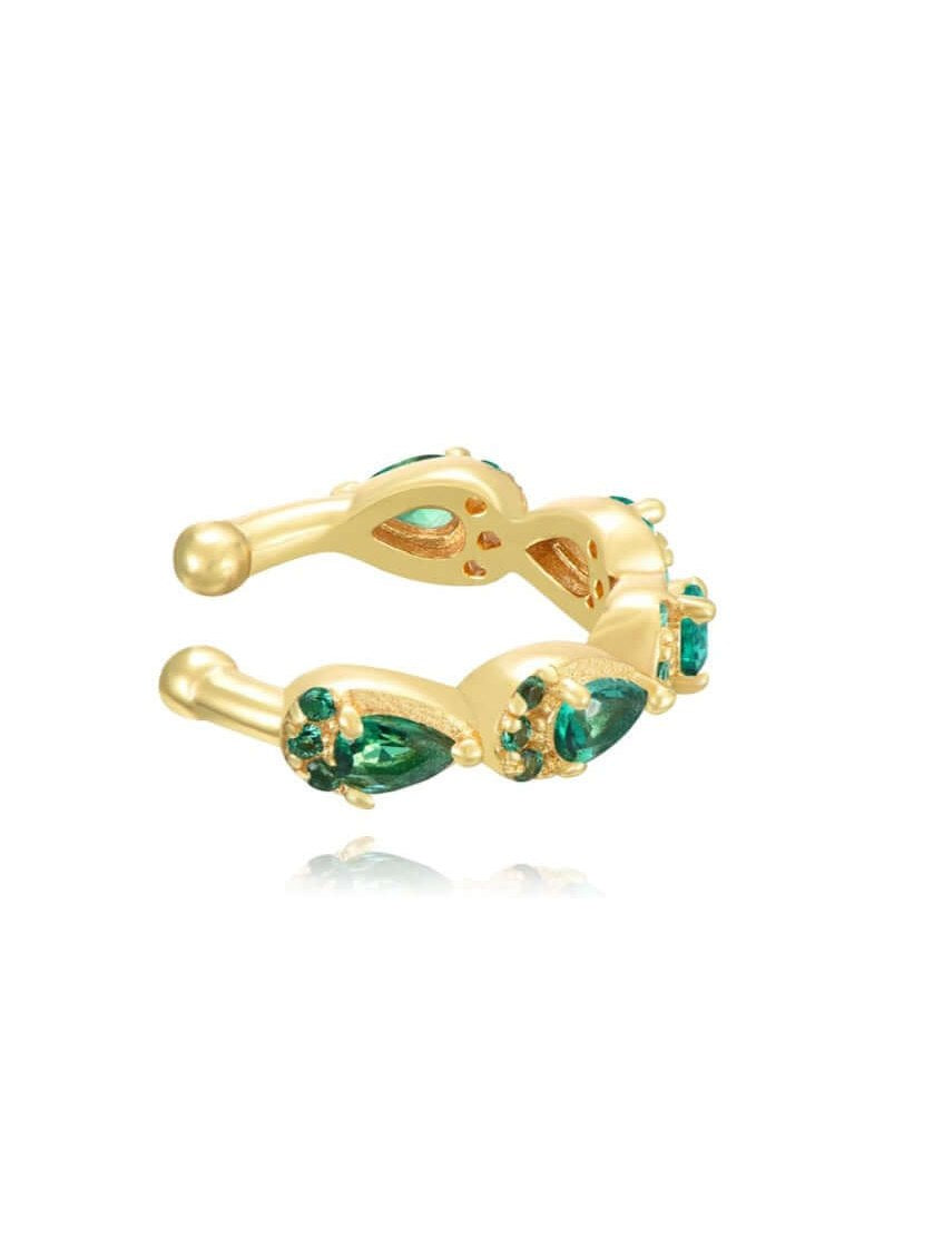 Le Marshand® - Joyería en plata 925, chapado en Oro 24K - Cuff Lux 20 Gotas verdes - Diseños propios - Brazaletes, pulseras, collares y pendientes - Joyería online - Mallorca