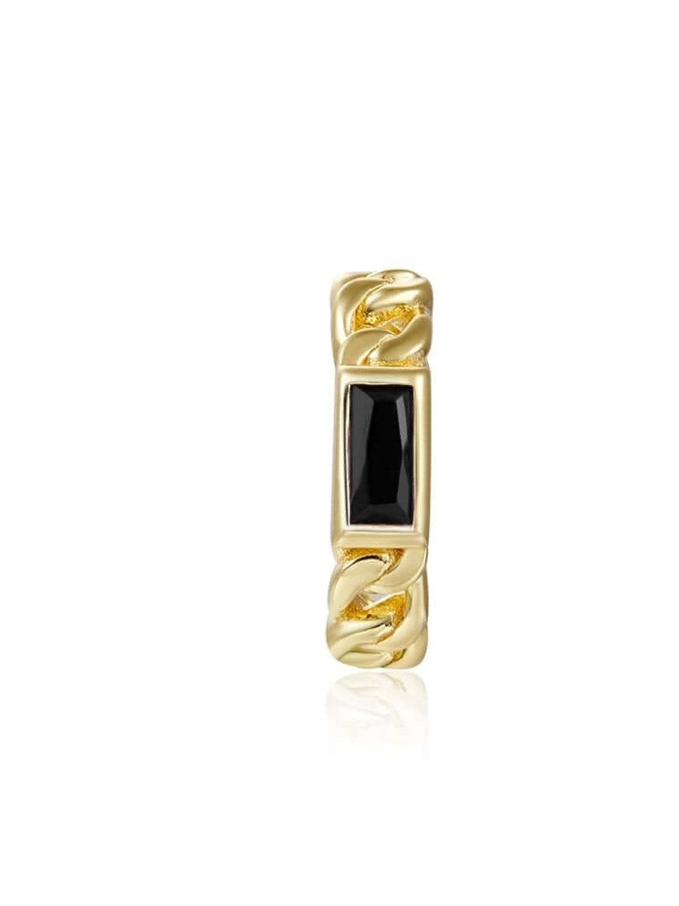 Le Marshand® - Joyería en plata 925, chapado en Oro 24K - Cuff Solitario Negro - Diseños propios - Brazaletes, pulseras, collares y pendientes - Joyería online - Mallorca