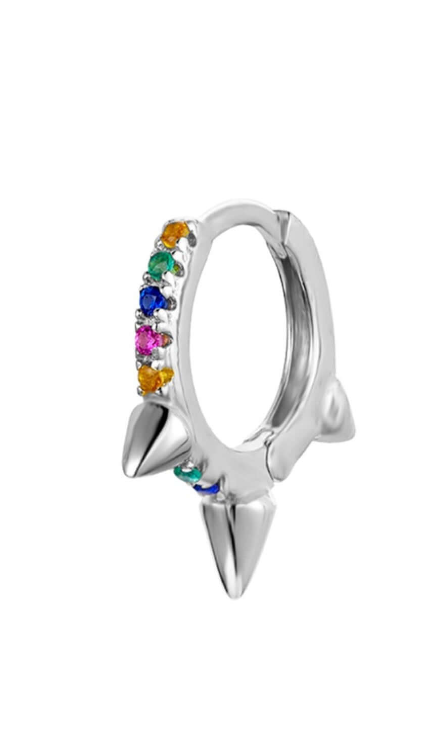 Le Marshand® - Joyería en plata 925, chapado en Oro 24K - Arito Tres Pinchos Colorines (Plata) - Diseños propios - Brazaletes, pulseras, collares y pendientes - Joyería online - Mallorca