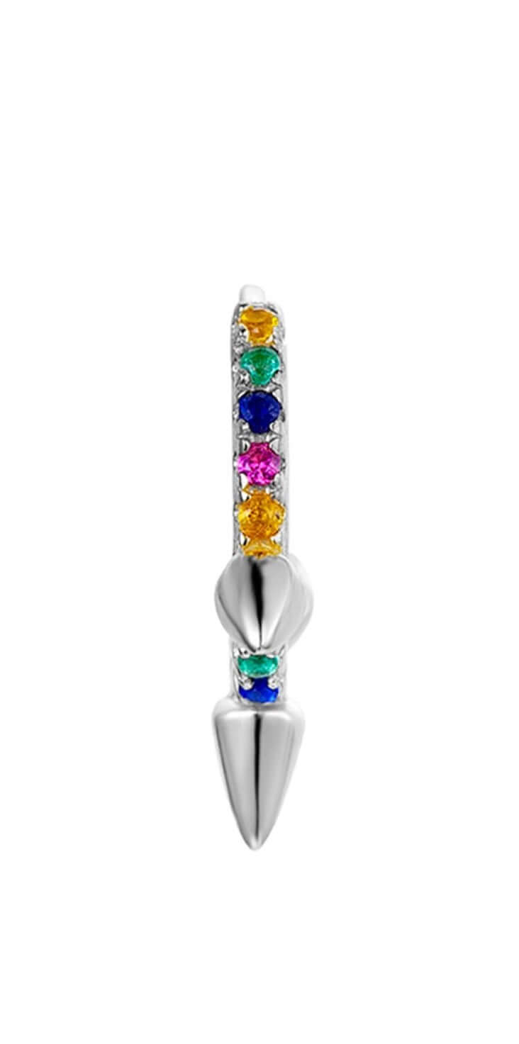 Le Marshand® - Joyería en plata 925, chapado en Oro 24K - Arito Tres Pinchos Colorines (Plata) - Diseños propios - Brazaletes, pulseras, collares y pendientes - Joyería online - Mallorca