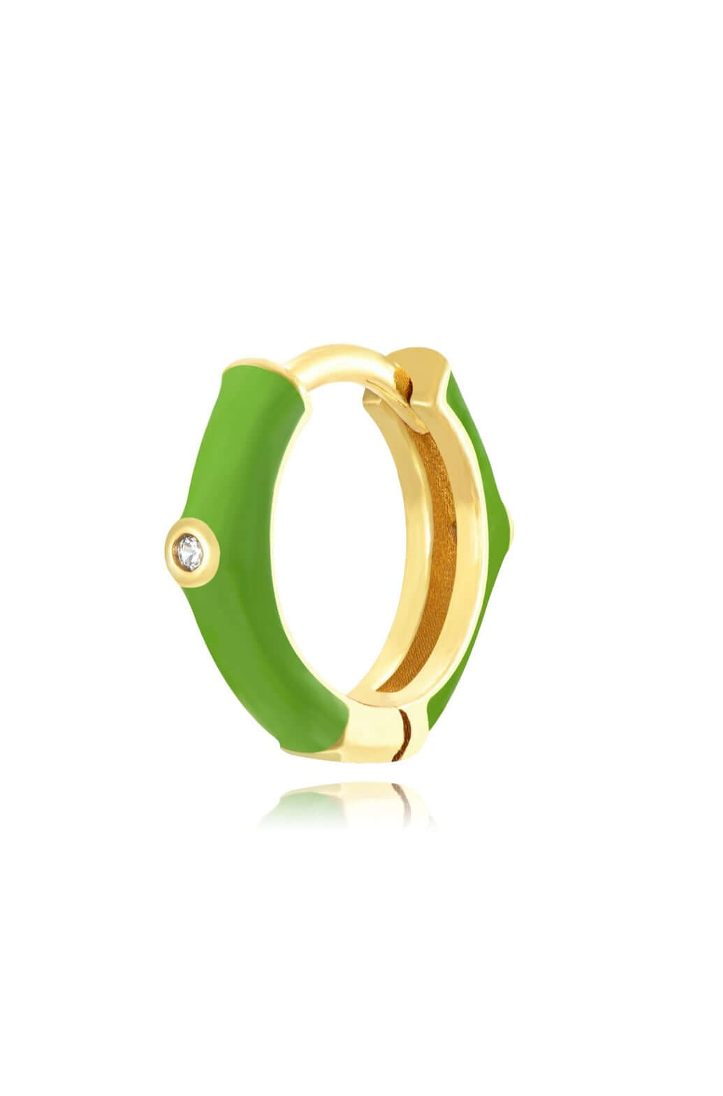 Le Marshand® - Joyería en plata 925, chapado en Oro 24K - Arito Esmaltado Verde Manzana - Diseños propios - Brazaletes, pulseras, collares y pendientes - Joyería online - Mallorca