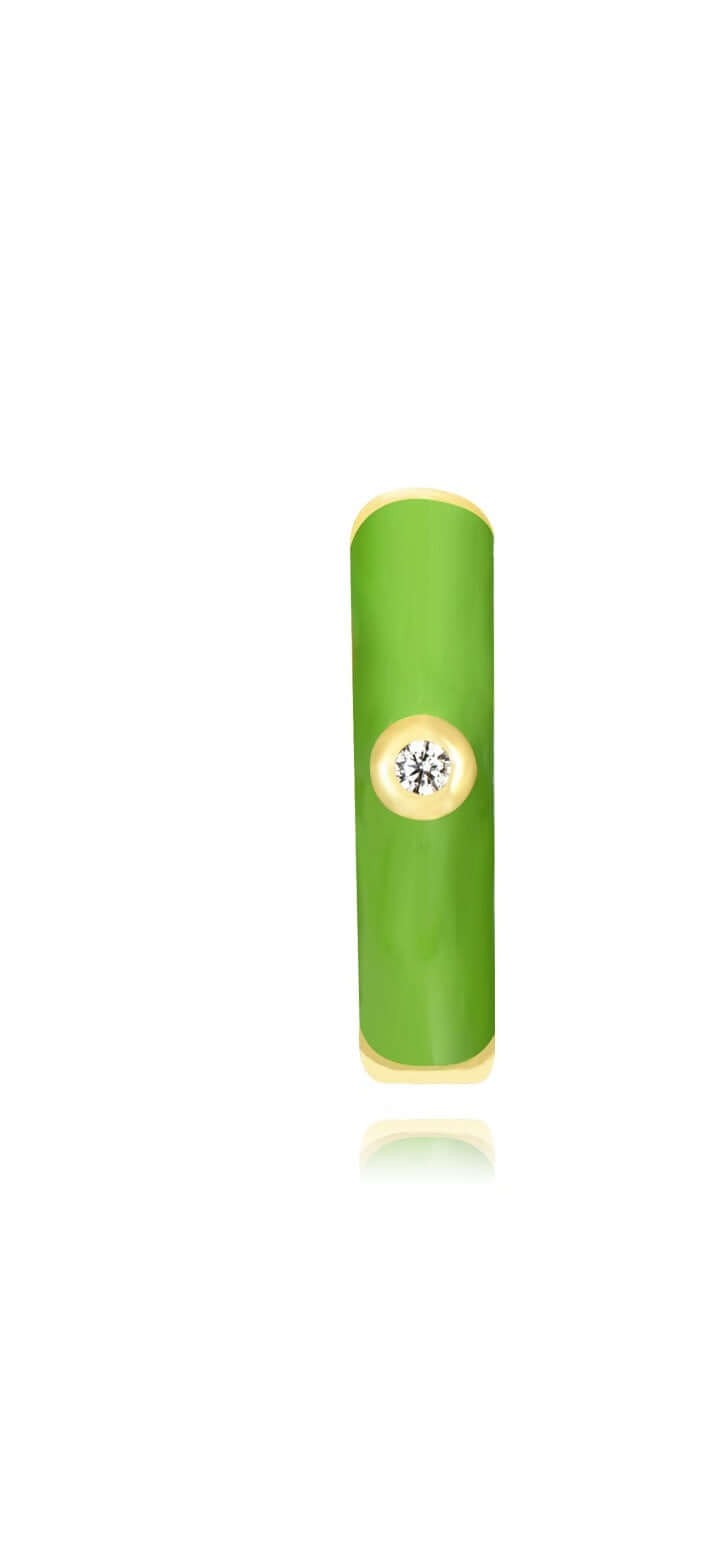 Le Marshand® - Joyería en plata 925, chapado en Oro 24K - Arito Esmaltado Verde Manzana - Diseños propios - Brazaletes, pulseras, collares y pendientes - Joyería online - Mallorca