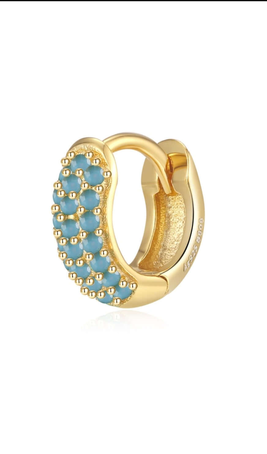 Le Marshand® - Joyería en plata 925, chapado en Oro 24K - Arito Round Mini Azul Turquesa - Diseños propios - Brazaletes, pulseras, collares y pendientes - Joyería online - Mallorca