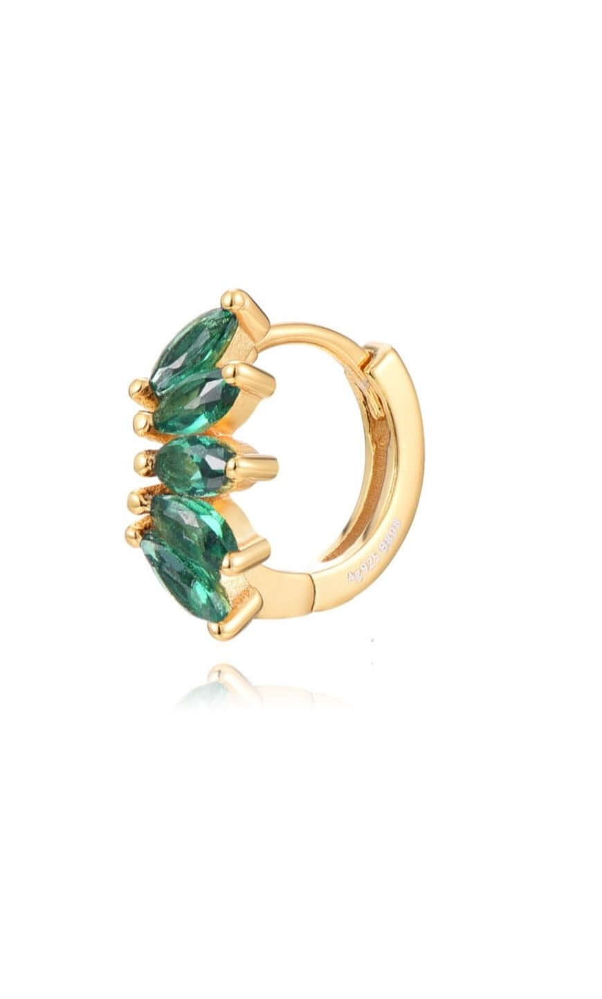 Le Marshand® - Joyería en plata 925, chapado en Oro 24K - Arito Abanico Verde - Diseños propios - Brazaletes, pulseras, collares y pendientes - Joyería online - Mallorca