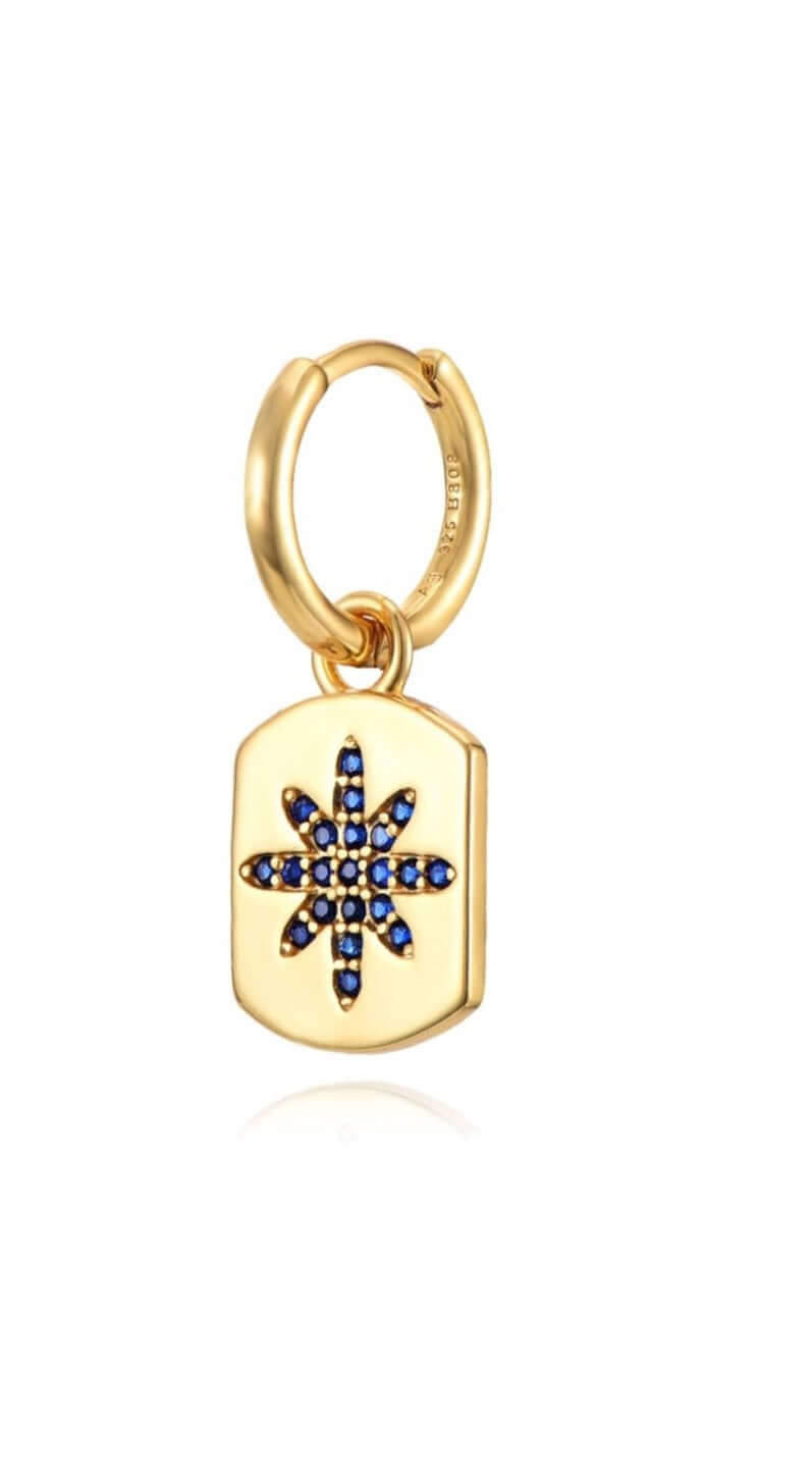 Le Marshand® - Joyería en plata 925, chapado en Oro 24K - Arito Plaquita Estrella Azul - Diseños propios - Brazaletes, pulseras, collares y pendientes - Joyería online - Mallorca